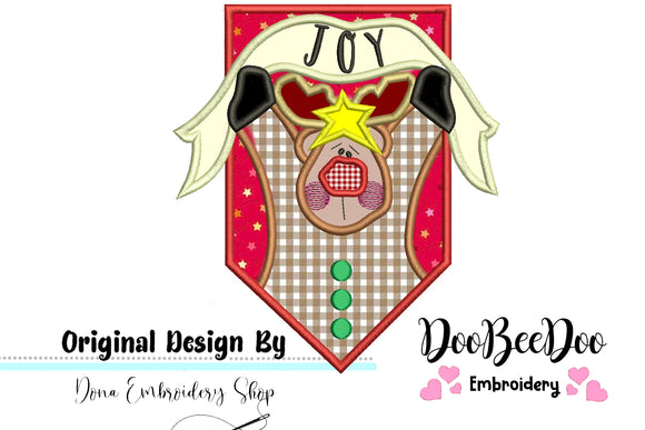 Joy Reindeer - Applique - Machine Embroidery Design