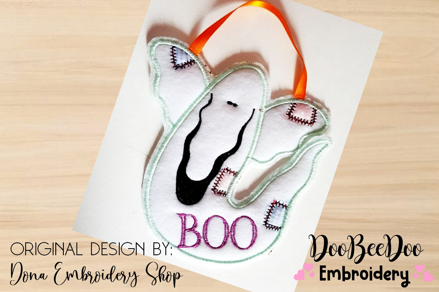 Boo Ghost Door Ornament - ITH Project - Machine Embroidery Design
