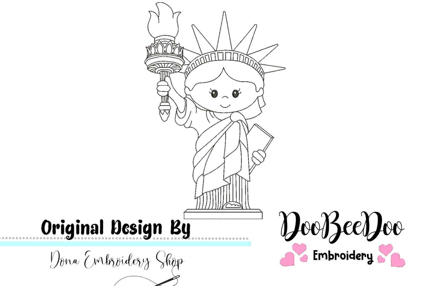Cute Statue of Liberty - Redwork