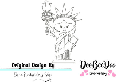 Cute Statue of Liberty - Redwork