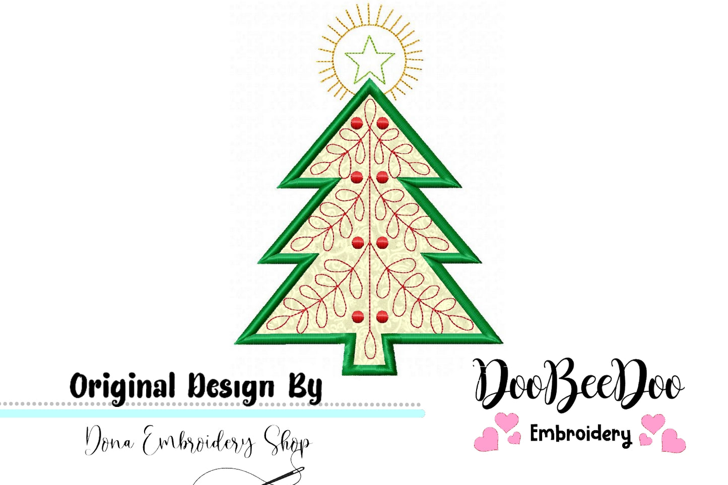 Folk Christmas Tree - Applique - Machine Embroidery Design