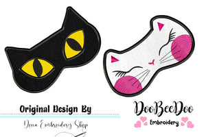 Cute Cats Sleep Masks - Pack with 2 designs- ITH Project - Machine Embroidery Design