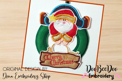 Santa Claus Wreath - ITH Project - Machine Embroidery Design
