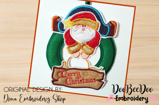 Santa Claus Wreath - ITH Project - Machine Embroidery Design