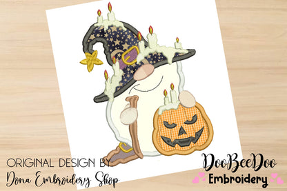 Halloween Gnome with Pumpkin - Applique