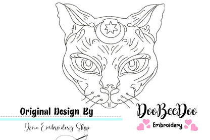 Mystic Cat 1 - Redwork