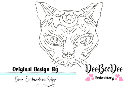 Mystic Cat 1 - Redwork