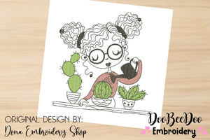 Cactus Girl with Glasses - Fill Stitch