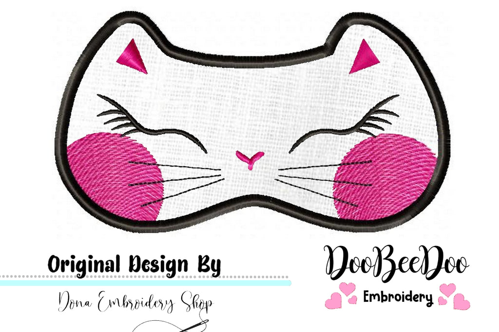 Cute Cat Sleep Mask - Applique - Machine Embroidery Design