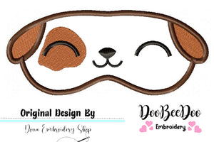 Cute Dog Boy Sleep Mask - Applique - Machine Embroidery Design