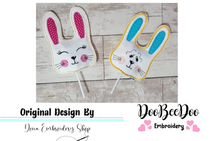 Bunny Sucker Topper - 2 Designs - ITH Project - Machine Embroidery Design