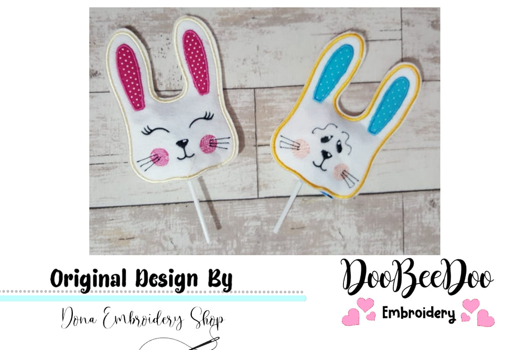 Bunny Sucker Topper - Pack with 2 designs - ITH Applique