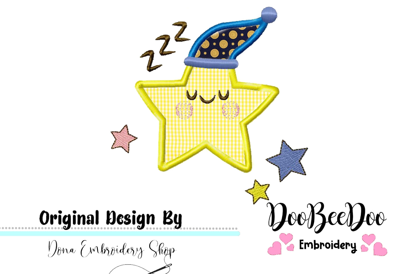 Sleeping Star - Applique - Machine Embroidery Design