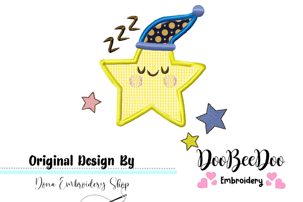 Sleeping Star - Applique - Machine Embroidery Design