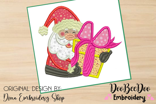Santa with gift - Applique