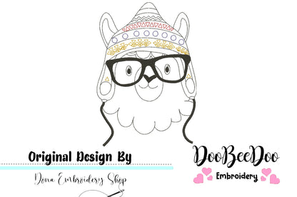 Cute Llama - Redwork