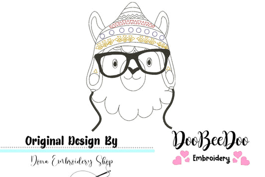 Cute Llama - Redwork