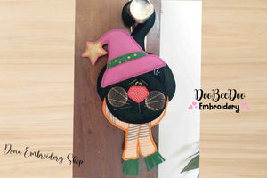 Witch Cat Ornament - ITH Project - Machine Embroidery Design