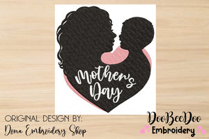 Mother with child Silhouette - Fill Stitch
