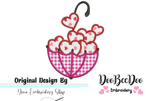 Love Umbrella  - Applique - Machine Embroidery Design