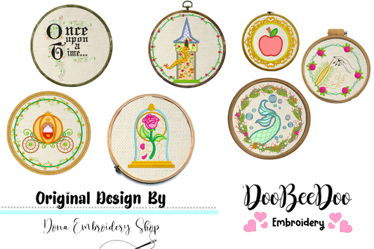 Fairy Tales Princes for Wood Hoop - Set of 7 Designs - 3 Sizes - Machine Embroidery Design