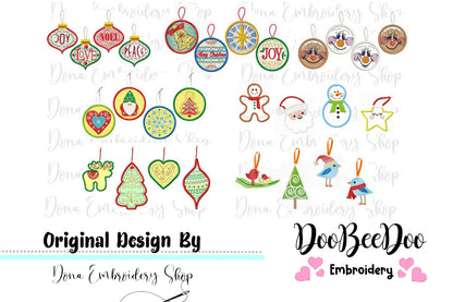 Christmas Ornaments Pack with 28 designs - ITH Project - Machine Embroidery Design