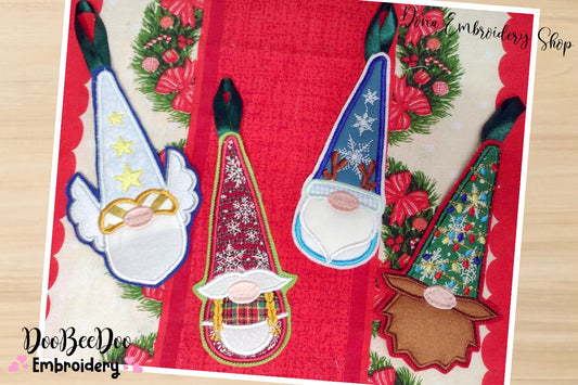 Christmas Gnomes Tree Ornaments - ITH Project - Machine Embroidery Design
