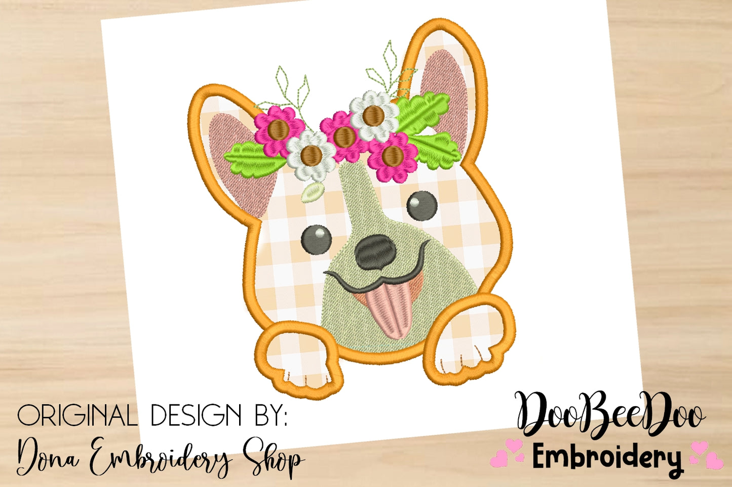 Cute Puppy with Flower - Applique