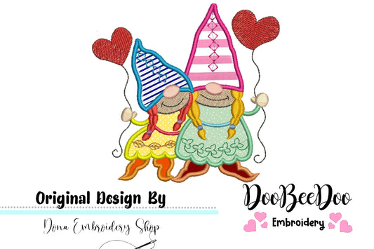Love Gnomes - Applique - Machine Embroidery Design