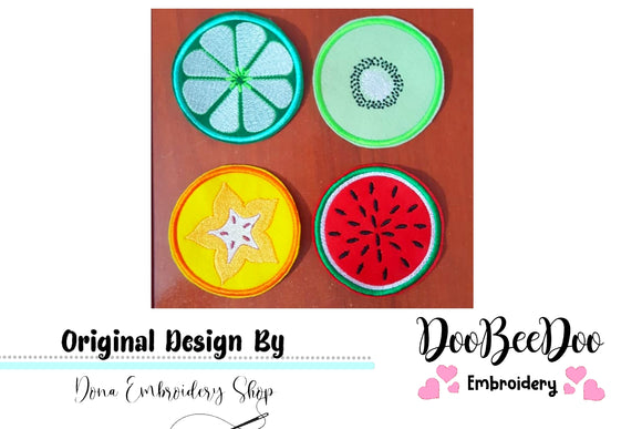 Fruit Coaster Pack with 4 designs - ITH Project - Machine Embroidery Design
