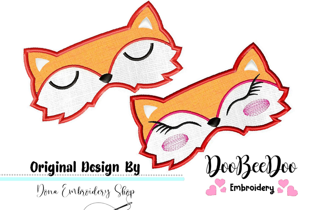 Cute Foxs Sleep Masks - ITH Project - Machine Embroidery Design