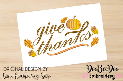 Give Thanks - Satin Stitch