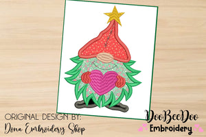 Christmas Tree Gnome Smile - Applique