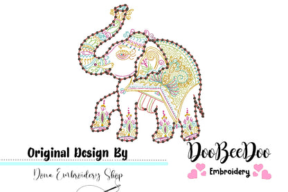 Indian Elephant - Redwork