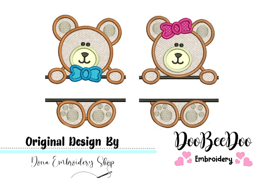 Split Bears Pack with 2 designs  - Applique
