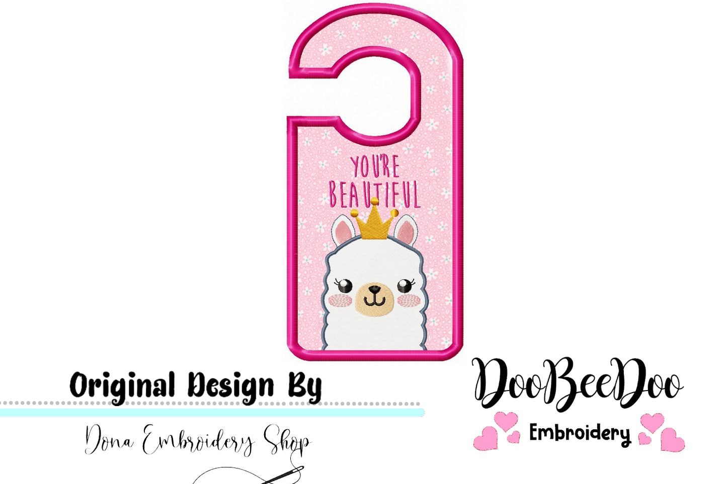 Cute Llama Door Hanger - ITH Project - Machine Embroidery Design