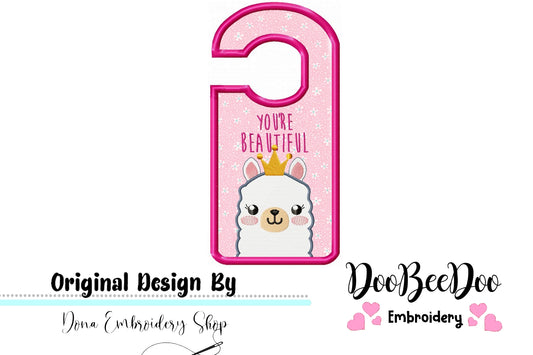 Cute Llama Door Hanger - ITH Project - Machine Embroidery Design