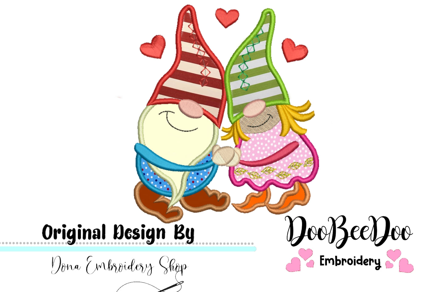 Love Gnomes - Applique - Machine Embroidery Design