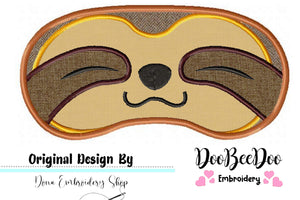 Sloth Sleep Mask - Applique - Machine Embroidery Design