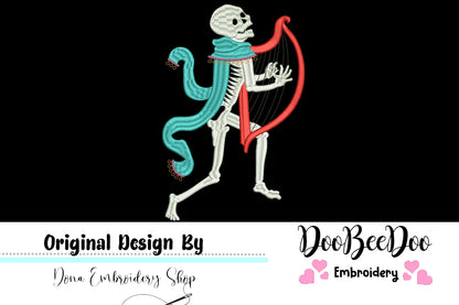 Harpist Skull  -  Satin Stitch
