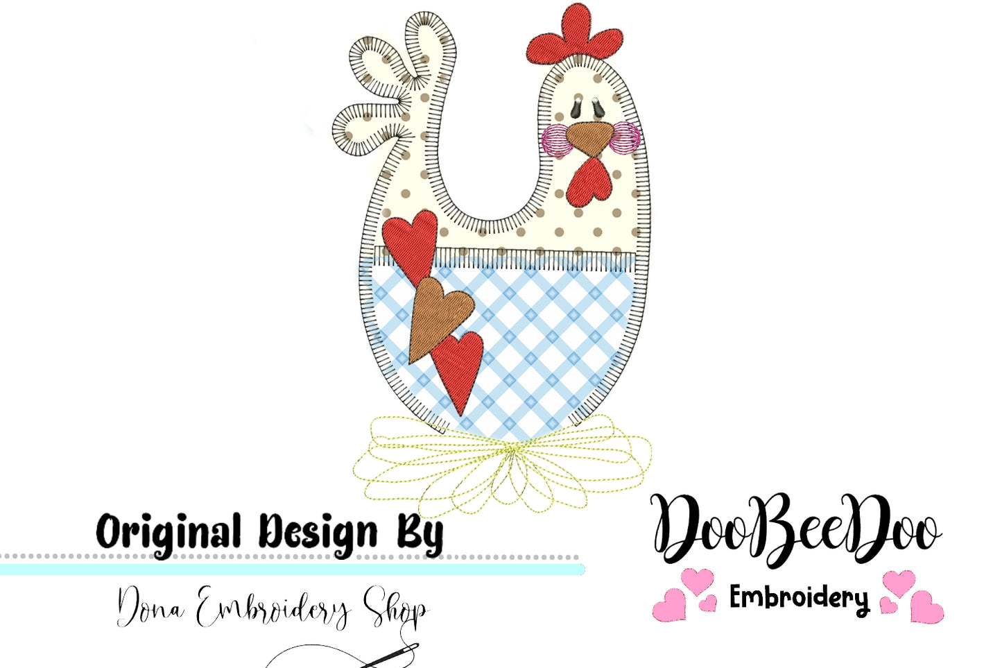 Cute Chicken - Applique - Machine Embroidery Design