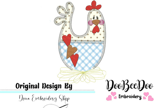 Cute Chicken - Applique - Machine Embroidery Design