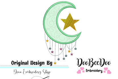 Moon and Star - Fill Stitch