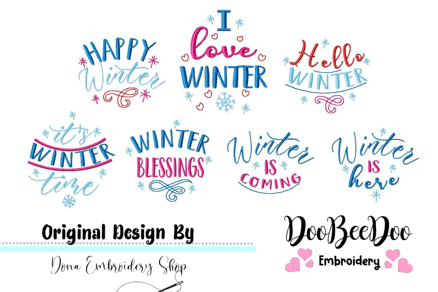 Winter Sayings Pack - Fill Stitch - Machine Embroidery Design