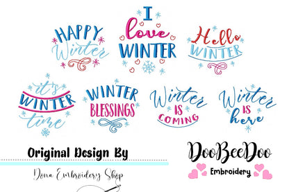 Winter Sayings Pack - Fill Stitch - Machine Embroidery Design
