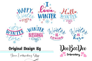 Winter Sayings Pack - Fill Stitch - Machine Embroidery Design