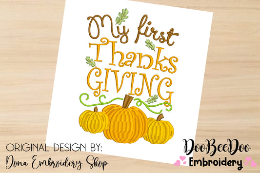 My First Thanksgiving - Satin Stitch