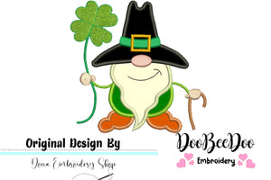 Irish Gnome  - Applique - Machine Embroidery Design
