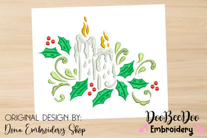 Christmas Candles - Satin Stitch