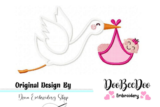 Baby Girl Sleeping - Applique - Machine Embroidery Design